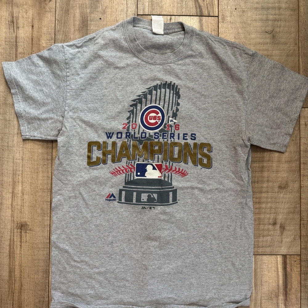 Gray Chicago Cubs World Series Champions T-Shirt